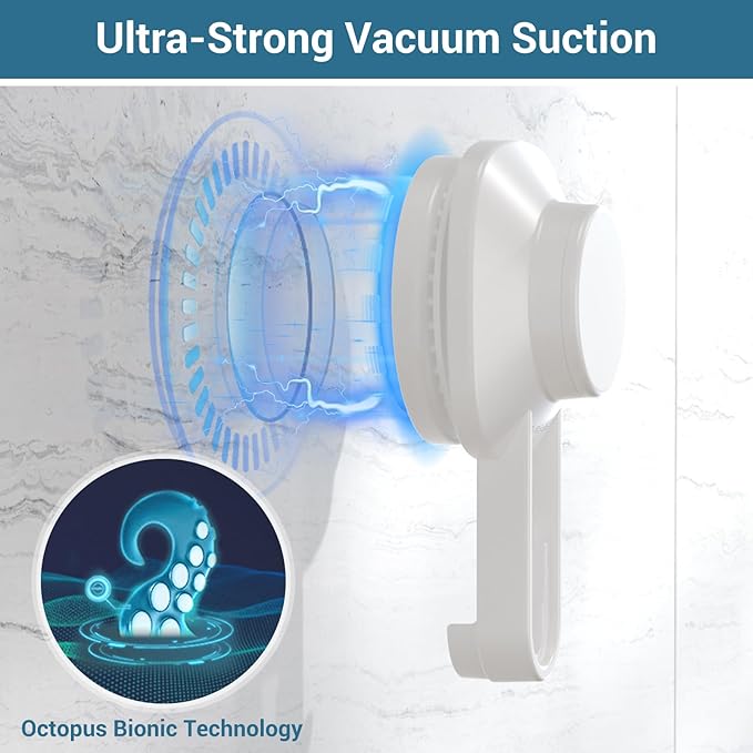 LUXEAR Corner Shower Caddy Suction Cup No-Drilling Removable Shower Caddy Basket Powerful Suction Bathroom Shower Shelf Waterproof & Rustproof Organizer for Bathroom Storage - White