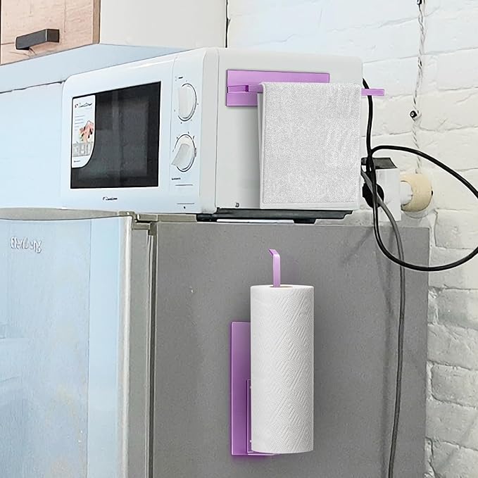 Magnetic Paper Towel Holder for Fridge, Toilet Paper Roll Holder Magnetic Paper Towel Rack Wall Mount Fridge Organizer for Papers Towel Roll Bathroom Toilet Garage RV Decor Kitchen Organization Purple