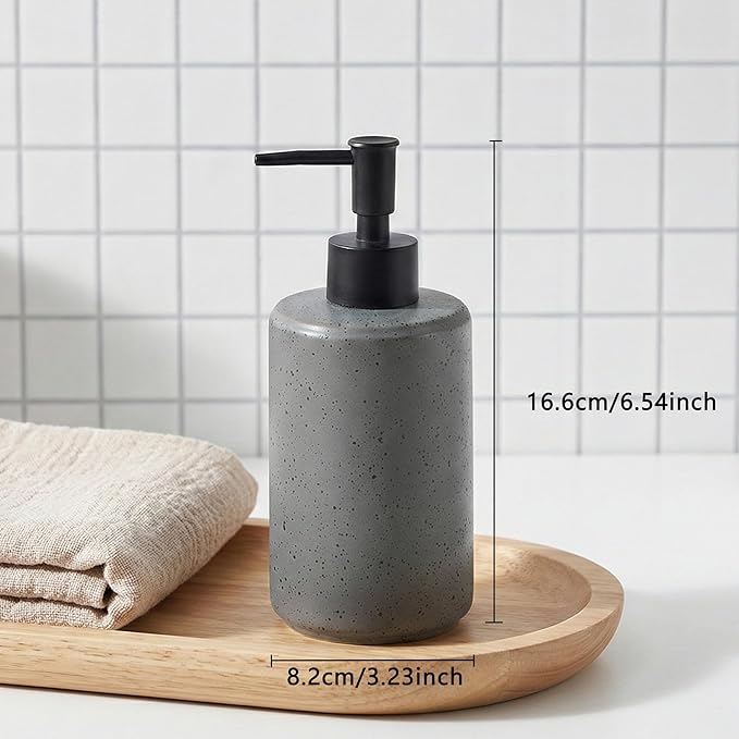 Bathroom Hand Soap Dispenser Set, 14oz Speckled Dish Soap Dispenser for Kitchen, Ceramic Liquid Soap Pump Bottle for Shampoo, Lotion, Conditioner, Modern Farmhouse Bathroom Decor