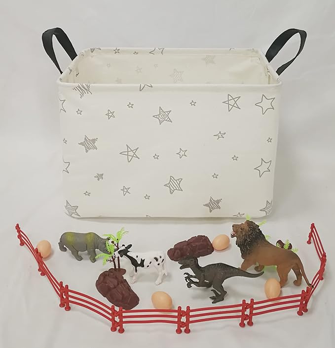 Baby Storage Basket Nursery Box Laundry Hamper Organization Bins for Toys and Clothes with Handles (Star)