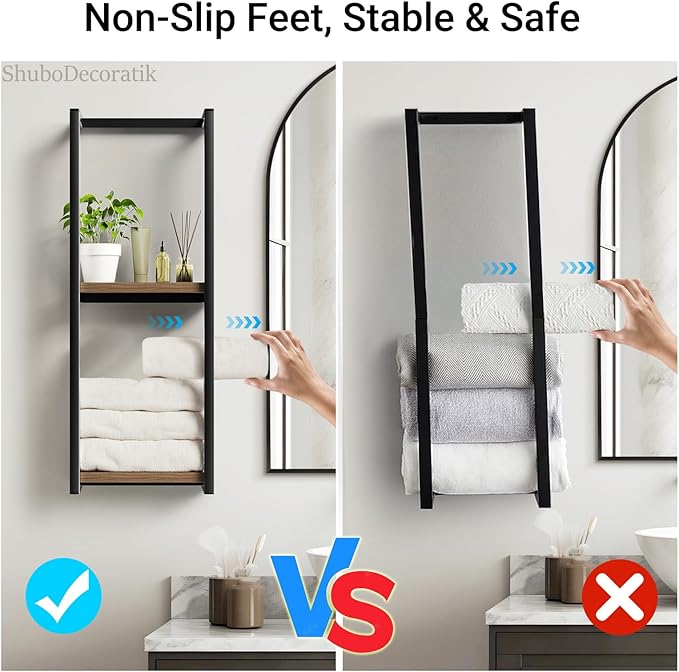 Towel Racks for Bathroom, 2 Tier Wall-Mounted Towel Rack, Home Decor Shelf, Space-Saving Organizer Rack for Household, Bathroom, and Bedroom