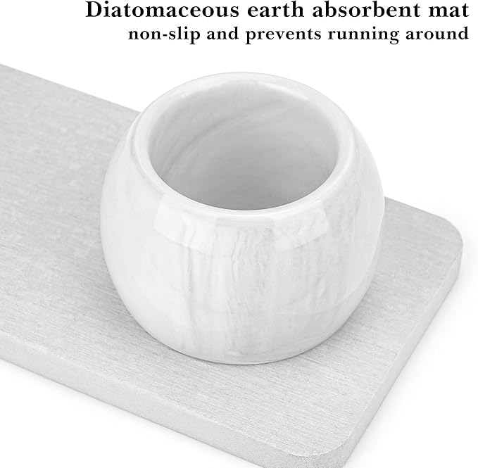 2 Pack Ceramic Toothbrush Holder with Diatomite Toothbrush Tray for Bathroom Shower Countertop Storage Organizer, Small Toothpaste Razor Electric Tooth Brush Head Stand (Grey)