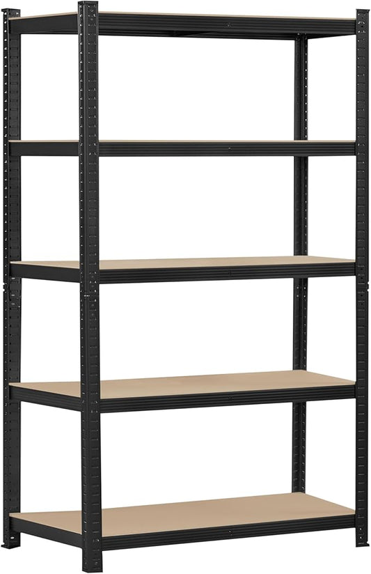 Topeakmart 5-Tier Utility Shelves, Metal Storage Shelves Garage Shelving Unit Adjustable Garage Storage Shelves Storage Racks Heavy Duty Shed Shelving- Black, 35.5 x 16 x 71 Inch