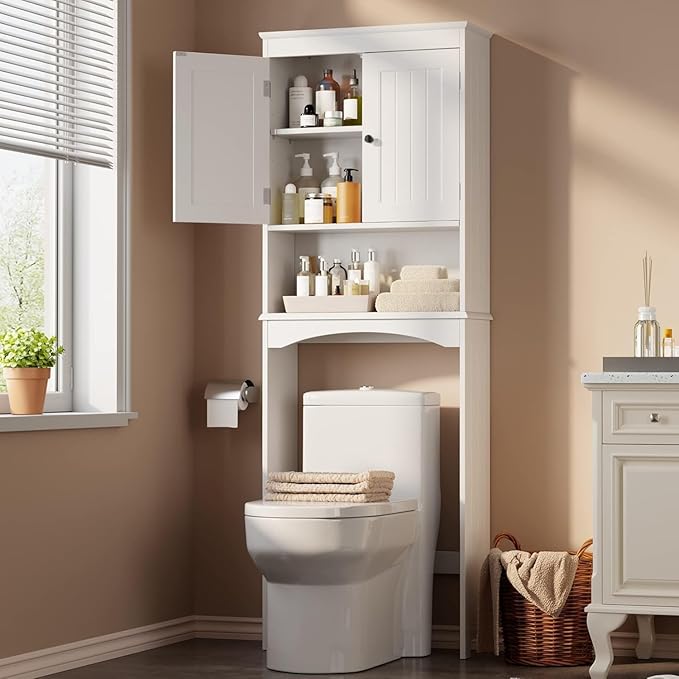 Simple Deluxe Over The Toilet Storage Cabinet, Bathroom Shelf Over Toilet, Bathroom Storage Cabinet Organizer, White