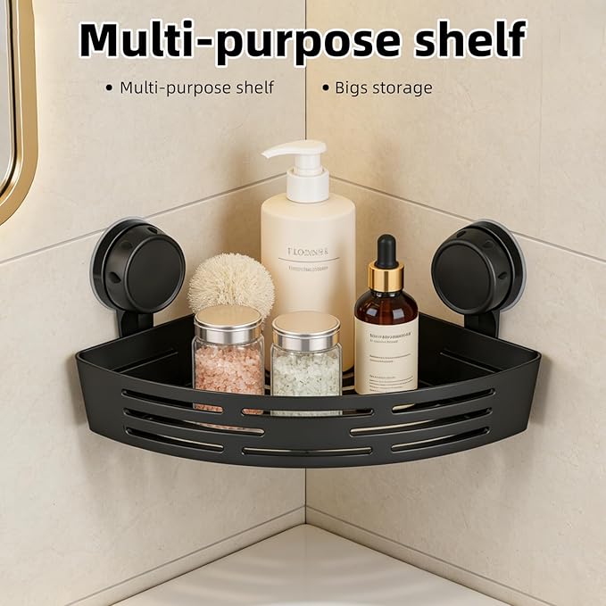 Corner Shower Caddy Suction Cup, 2 Pack Triangle Corner Shower Shelves No Drilling Bathroom Organizers and Storage, Removable Waterproof Showers Bathroom Shelf Rack