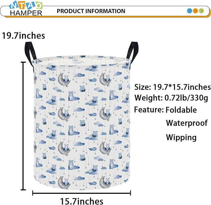 NTAOHAMPER Goody Bear Laundry Hamper,Laundry Basket,Baby Nursery Hamper,Waterproof Storage Bin,Clothes Organizer Basket,Room Decor(Goody Bear）