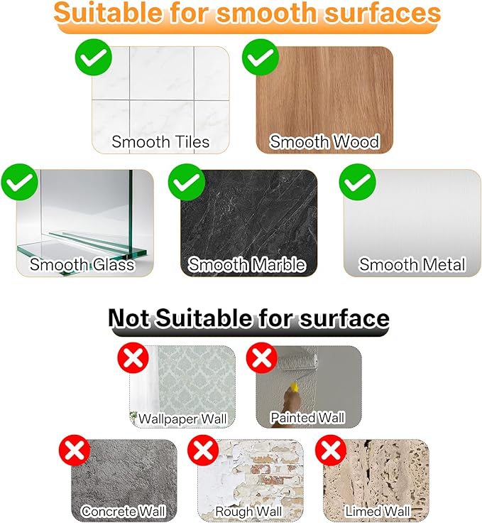 Adhesive Replacement Compatible with Eudele-3 Hooks,No Drilling, Strong Adhesive for Shower Caddy Big,9 Packs