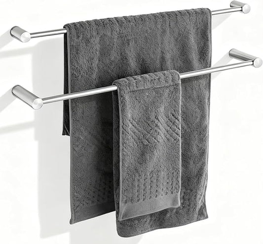 Towel Racks for Bathroom, NEWRAIN 30 inch Double Bath Towel Bar Wall Mounted, Stainless Steel Kitchen Towel Holder, Brushed Nickel Towel Rod Towel Rail Hange