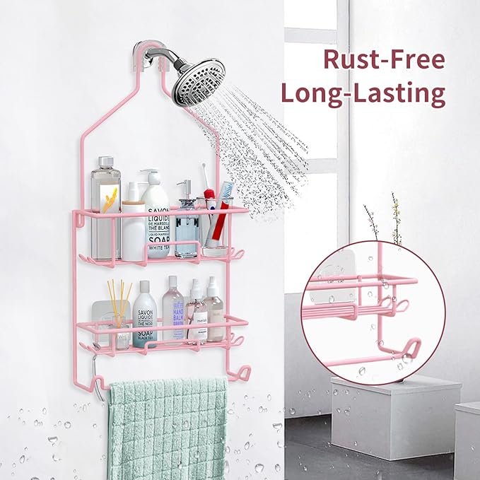 TreeLen Shower Caddy Pink, Large Shower Racks for Inside Shower, Pink Bathroom Organizer, Gift for Girlfriend