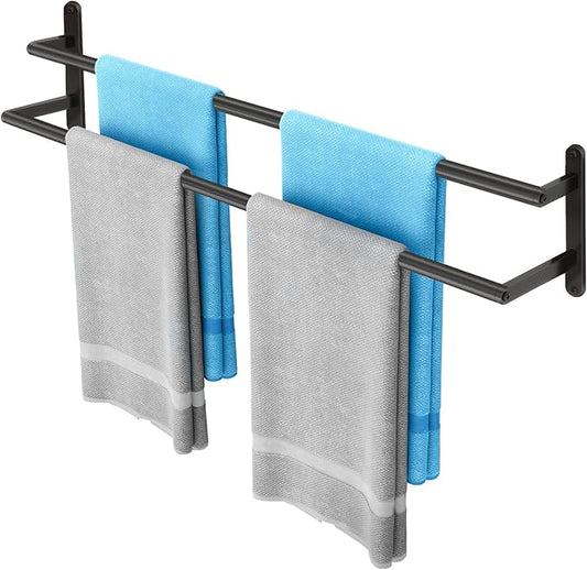 32Inch Double Towel Bar, JIAPAIDUO Towel Rack for Bathroom, Stainless Steel Double Bath Towel Bar, Wall Mounted Towel Holder, Matte Black