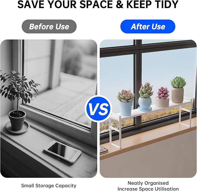1pcs Small Narrow Tall Shelf for Windowsill Kitchen Organizer Window Sill Plant Shelf Stackable Shelves Bathroom Sill Thin Shelves for Narrow Spaces Counter Top Racks