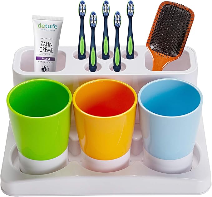 Aebeky Toothbrush Holder Kids Family Set for Bathroom Storage Organizer