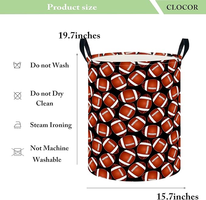 CLOCOR Large Laundry Basket,Waterproof Nursery Hamper,Collapsible Fabric Storage Container,Room Decor,Gift Basket（Big Rugby