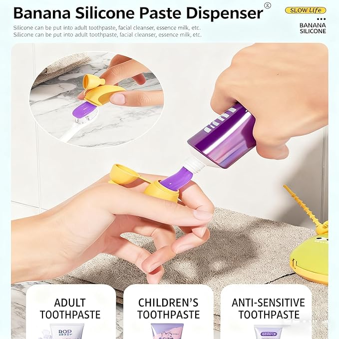 2PCS Banana Toothbrush Head Cover - Travel Toothbrush Protector with Toothpaste Case, Portable Reusable Organizer for Electric & Manual Toothbrushes, Fruit Design, Home & Travel Use