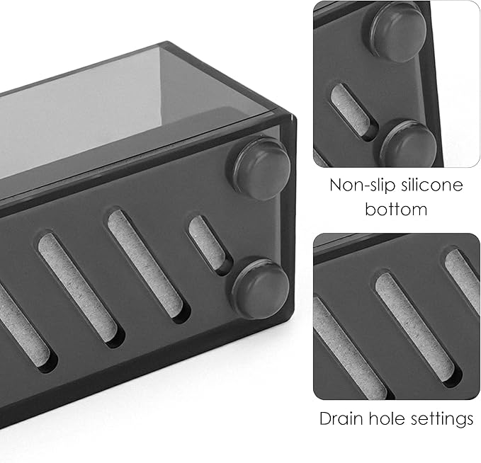 Acrylic Electric Toothbrush Holder with Diatomite Drying Stone, Bathroom Drawer Organizer with Drainage Hole for Tooth Brush, Compatible with Philips, Oral-B (Grey)