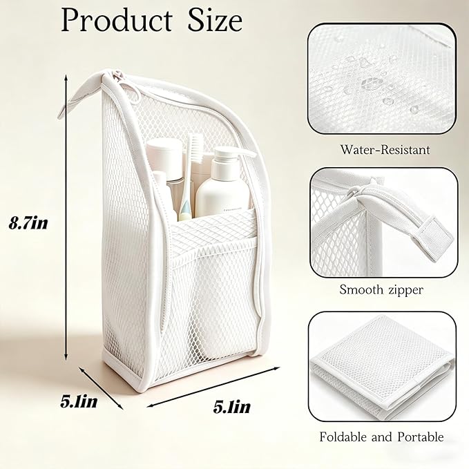 Standing Toiletry Bag, Lightweight Portable Travel Toiletry Bag, EVA Foldable Thickened Clear Hanging Makeup Bag, Breathable Cosmetic Organizer for Travel & Bathroom (white)