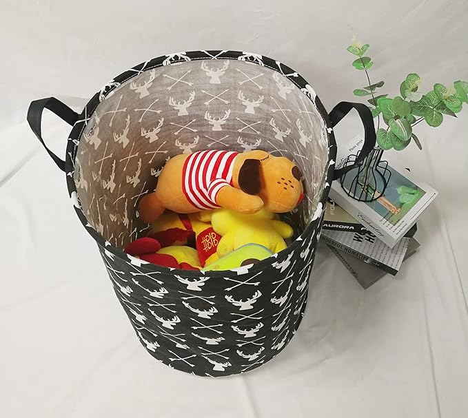 Kids Laundry Hamper Clothes Gift Basket Storage Laundry Baskets Organizer Bin with Handles for Nursery Room (Deer)