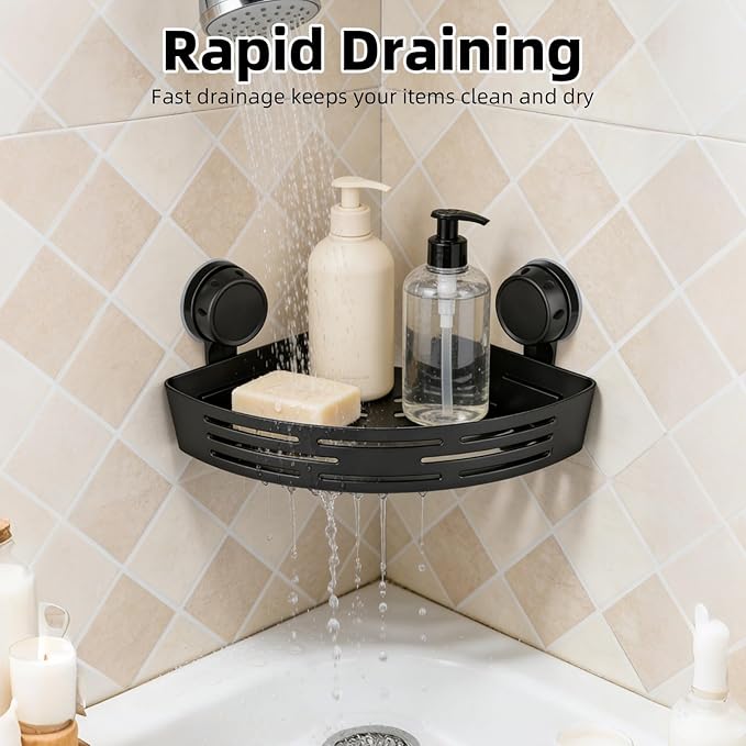 Corner Shower Caddy Suction Cup, 2 Pack Triangle Corner Shower Shelves No Drilling Bathroom Organizers and Storage, Removable Waterproof Showers Bathroom Shelf Rack