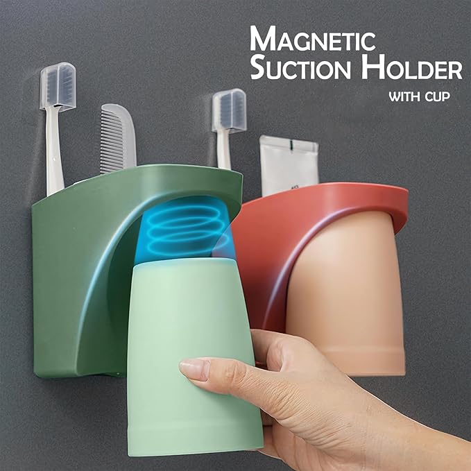 Magnetic Toothbrush Holder,sgzscl Flexible Wall Mounted Cup Water Drain Space Saving Storage Suction Organizer for Bathroom