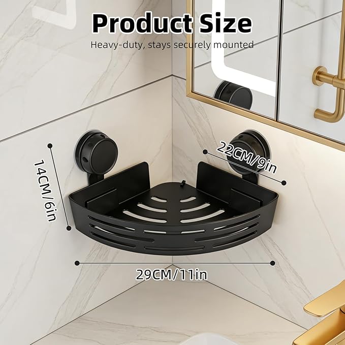Corner Shower Caddy Suction Cup, 2 Pack Triangle Corner Shower Shelves No Drilling Bathroom Organizers and Storage, Removable Waterproof Showers Bathroom Shelf Rack