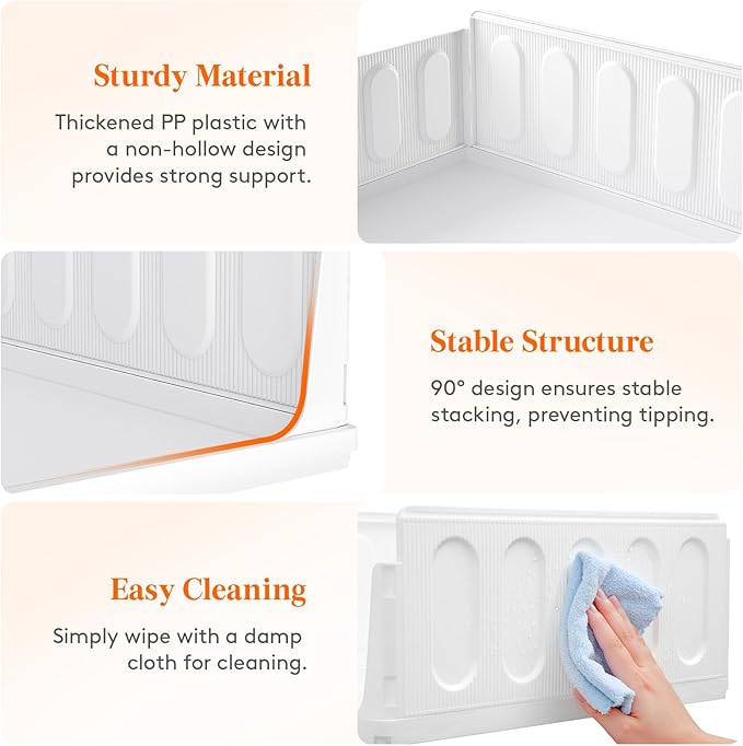 Lifewit 16 Pack Stackable Closet Organizers and Storage Basket for Clothes, Plastic Sweater Storage Bins for Wardrobe, Multifunctional Pants Organizer for RV, Pantry, Kitchen, Dorm, 16.5" Depth