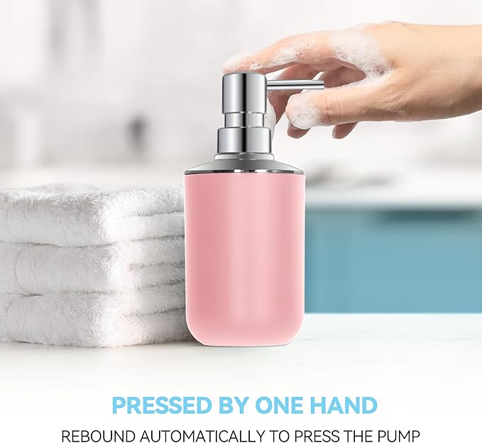 Pink Bathroom Accessories Set 4 PCS, Pink Bathroom Accessories, Plastic Soap Dispenser and Toothbrush Holder Set, Soap Dish and Mouthwash Cup, Boho Bathroom Decor, Bathroom Set