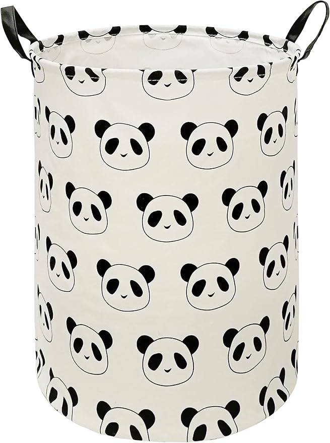 Kids Laundry Hamper Storage Basket Laundry Organizer Hamper Storage Bins Clothes Box Nursery Hamper Gift Basket with Handles (Panda)
