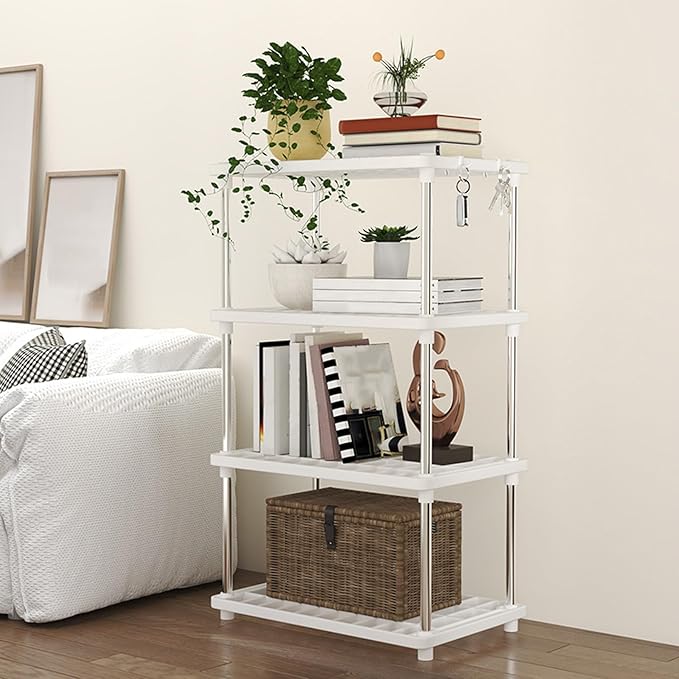 4 Tiers Racks for Storage, Storage Racks and Shelving for Bathroom, Pantry, Warehouse, Living Room, Kitchen Shelves, Kitchen Storage Rack Easy Cleanup and Install, 15.7" L X 8.6" W X 31.4" H