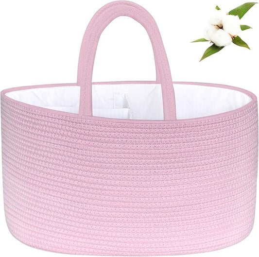ABenkle X-Large Diaper Caddy Organizer - Cotton Rope Nursery Storage Basket for Baby Essentials, Boys & Girls Shower Gift, Changing Table Organizer