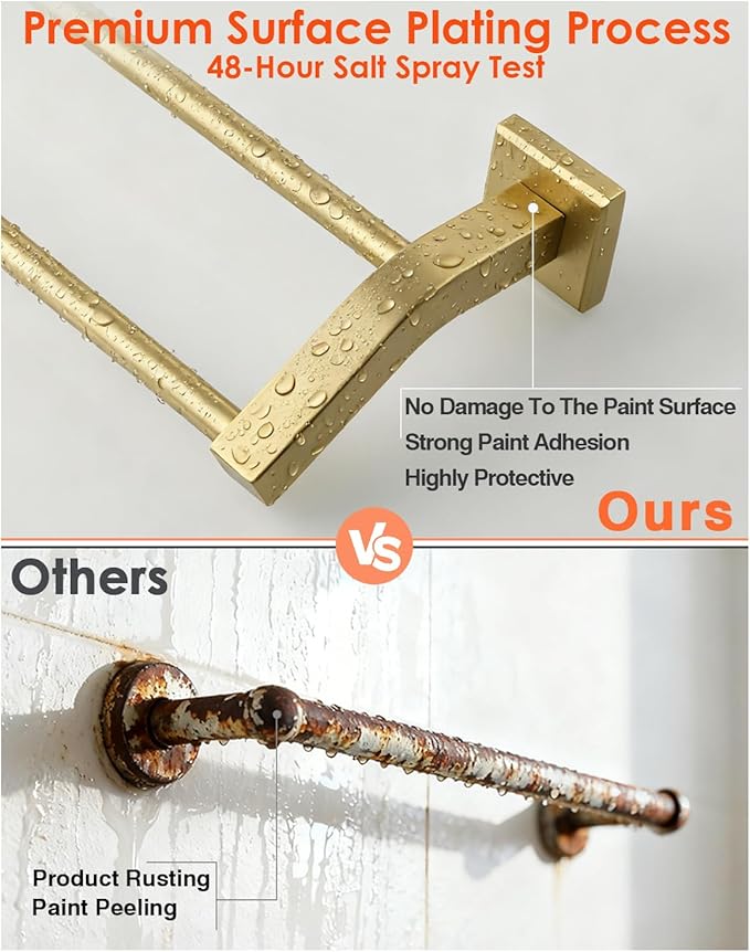 Alise Bath Double Towel Bars Towel Racks for Bathroom,Wall Mount Towel Holder Heavy Duty SUS304 Stainless Steel Towel Hanger Towel Rail,Gold,28 Inch