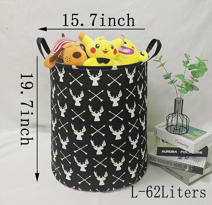 Kids Laundry Hamper Clothes Gift Basket Storage Laundry Baskets Organizer Bin with Handles for Nursery Room (Deer)