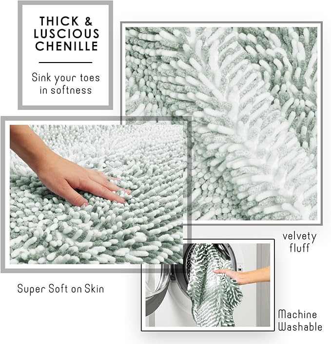 Clara Clark Bathroom Accessories Set - Bathroom Set, Bathroom Sets with Shower Curtain and Rugs, Shower Curtain Set with Bathroom Trash Can - Ombre Green - 22PC