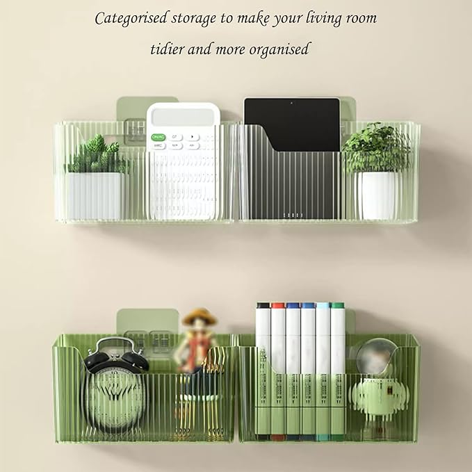 Lae Nuvole 2 Packs Cabinet Door Organizer Wall Mounted Shower Basket, Shower Caddy Stackable Plastic Adhesive Organizer for Bathroom, Kitchen, Cabinet, Pantry, Makeup, BPA Free, Clear