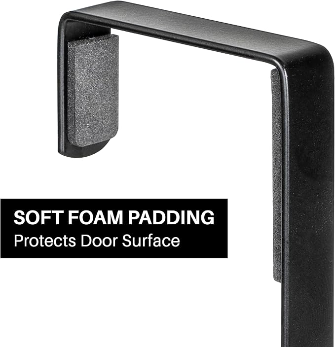 LYNK Professional® Home™ Over the Door Hooks - 5 Hook – Over the Door Coat Rack - Over the Door Hanger - Hanging Towels or Clothes - Bathroom, Bedroom, Laundry Room - Lifetime Ltd. Warranty, Black