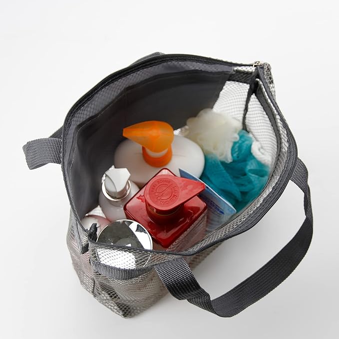 TOPASION Mesh Shower Caddy Bag Portable Hanging Toiletry and Bath Organizer with Zipper for Travel, Gym, Camping, College Dorms, Beach