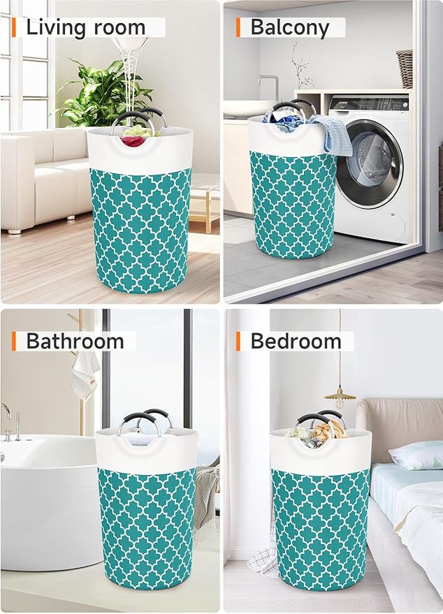 Fabspace Large Laundry Basket Laundry Hamper Bag Washing Bin Clothes Bag Collapsible Tall with Handles Waterproof Travel Bathroom College Essentials Storage for College Dorm, Family (Green) 115L