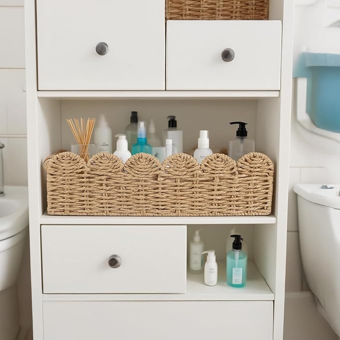 Toilet Paper Storage Baskets, Basket for Bathroom Organizers and Accessories, Decor for Toilet Tanking and Shelves