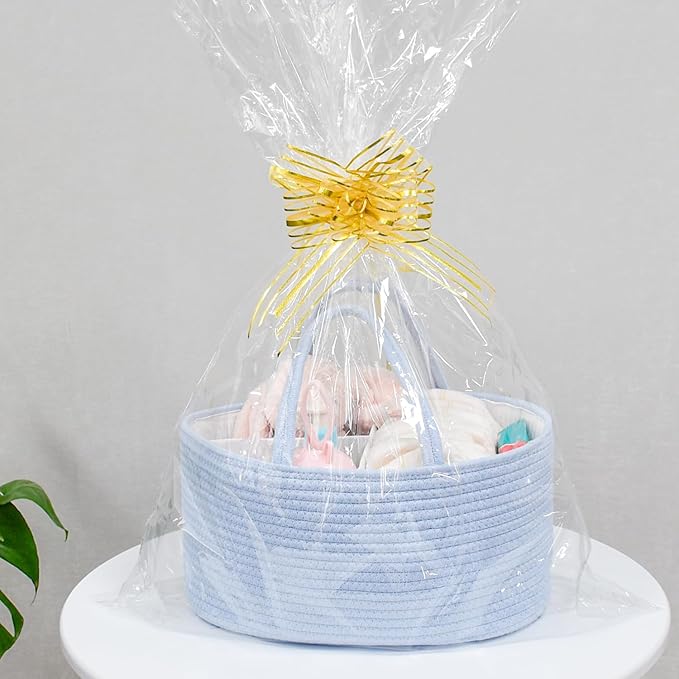 ABenkle Diaper Caddy Organizer, Boho Rustic Cotton Rope Nursery Baby Basket, Changing Table Organizer for Baby Diaper Storage and Baby Shower