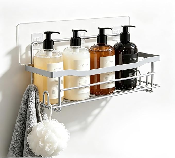 Shower Caddy Shelves Organizer, Single Pack, No Drilling Wall Mounted Self Adhesive Shower Shelves, Paint Nickel