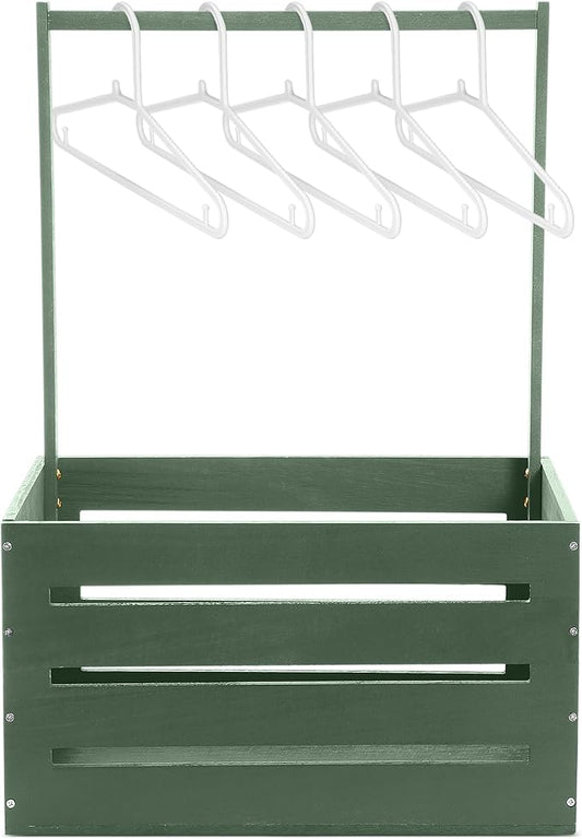 Suzile Wooden Baby Shower Crate Closet Wood Basket for Gifts with Handle Boy Girl Clothes Gender Reveal Storage Box for Newborn New Parent(Sage Green)