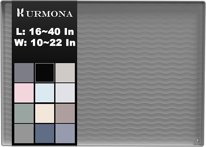 URMONA 31'' x 22'' Waterproof Silicone Under Sink Mat Cabinet and Counter Protector, Shelf Liner for Kitchen and Bathroom, Storage and Organizers, Litter Mat, Pet Cat Puppy Essentials（White Sand）