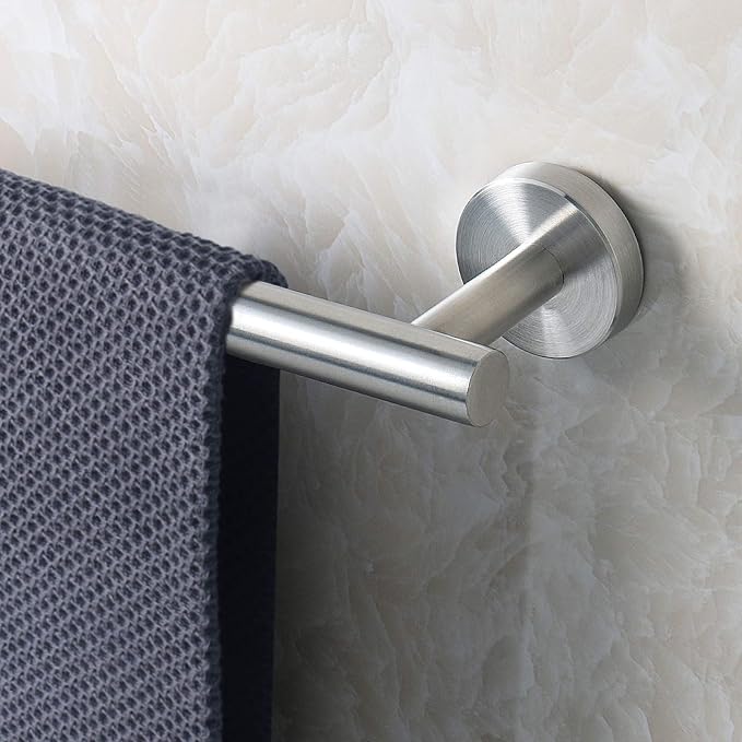 NearMoon Bath Towel Bar, Thicken Stainless Steel Shower Towel Rack Holder Wall Mounted for Bathroom,12-lnch Overall Length-10-lnch Usable Hanging Space (1 Pack, Brushed Nickel)