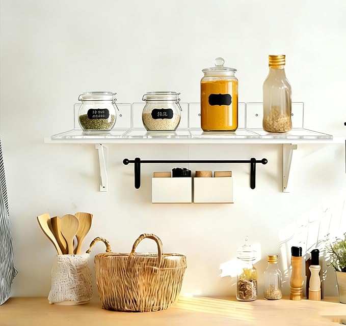Acrylic Wall Shelves,Clear Floating Shelves for Display (4 Pieces with Holes)