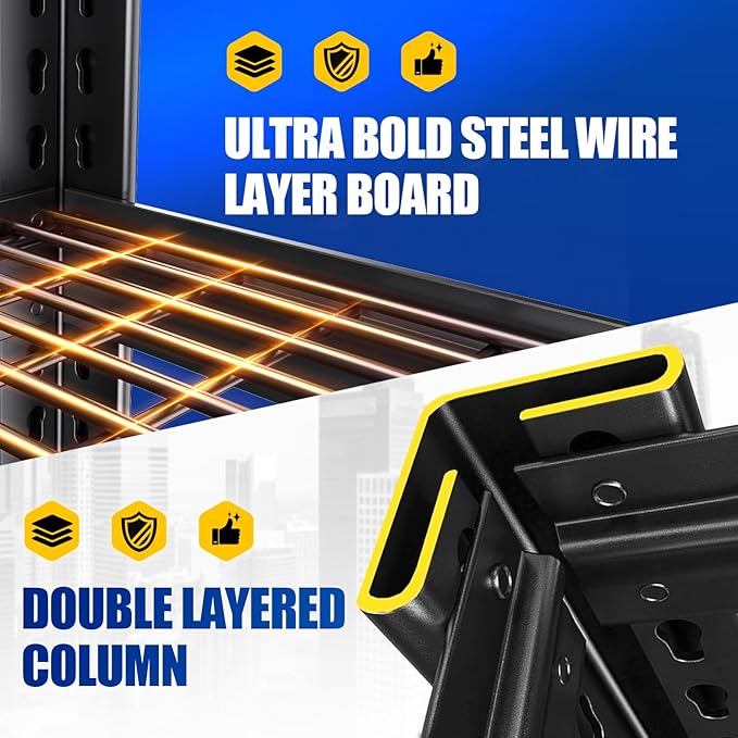 72"H Garage Shelving Heavy Duty, Adjustable Garage Storage Shelves 2500LBS Metal Shelving 5T Wire Shelving Units fou Garage, Utility Shelf Rack for Warehouse,Basement, Shop, 72''H x 35.4''W x 15.7''D