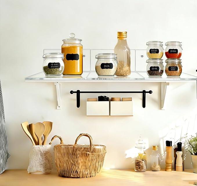 6 Pcs Clear Acrylic Floating Wall Shelves, Small Floating Shelves for Wall Shelf Acrylic Display Ledges, Small Corner Shelf for Bedroom Bathroom Book Speaker Hanging Shelves - Clear(6 Inch 6Pack)