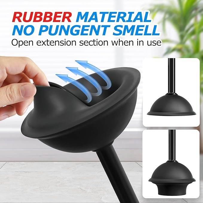 FORASTO 3Pack 2 in 1 Toilet Brush and Plunger Set, Extended Handle Plunger,Toilet Bowl Brush Plunger Set,Bathroom Cleaning Tools,Toilet Brush Plunger Combo,Cleaning Brush,Cleaning Supplies (21inch)