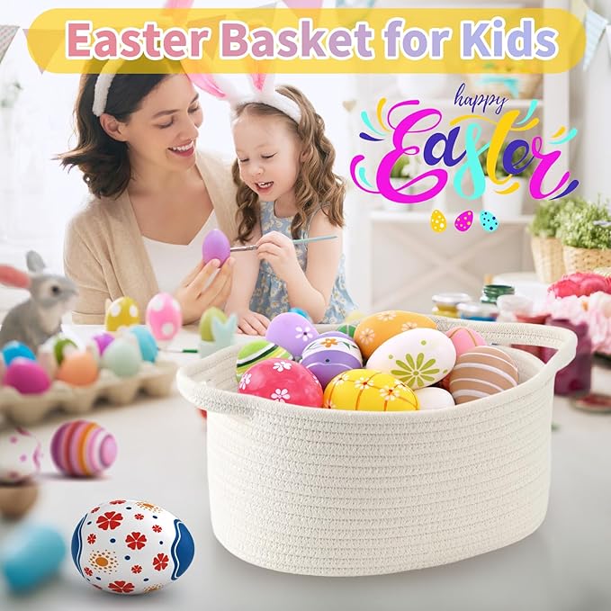 Happyiren Cute Woven Gift Basket with Handle – Brown Storage Basket Empty, Gift Baskets for Valentines Day Birthday Baby Shower Raffle Burr, Decorative Organizer ontainer for Office, Home