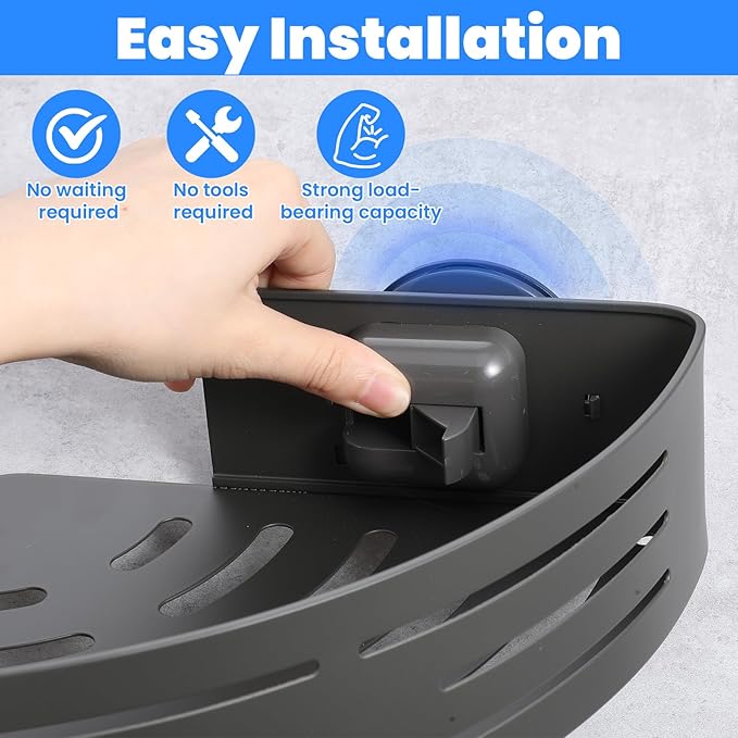 2 Pack Corner Shower Caddy Suction Cup Rust-proof aluminum alloy With 4 hooks No drilling required Removable Waterproof Bathroom Storage Rack for Shampoo, Shower Gel, Razors (gunmetal gray)