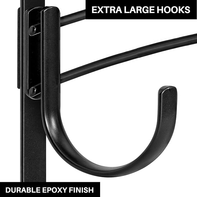 LYNK Professional® Home™ Over the Door Hooks - 14 Hook – Over the Door Coat Rack - Over the Door Hanger - Hanging Towels or Clothes - Bathroom, Bedroom, Laundry Room - Lifetime Ltd. Warranty, Black
