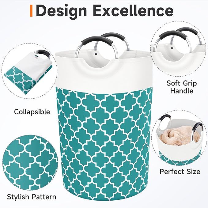 Fabspace Large Laundry Basket Laundry Hamper Bag Washing Bin Clothes Bag Collapsible Tall with Handles Waterproof Travel Bathroom College Essentials Storage for College Dorm, Family (Green) 115L
